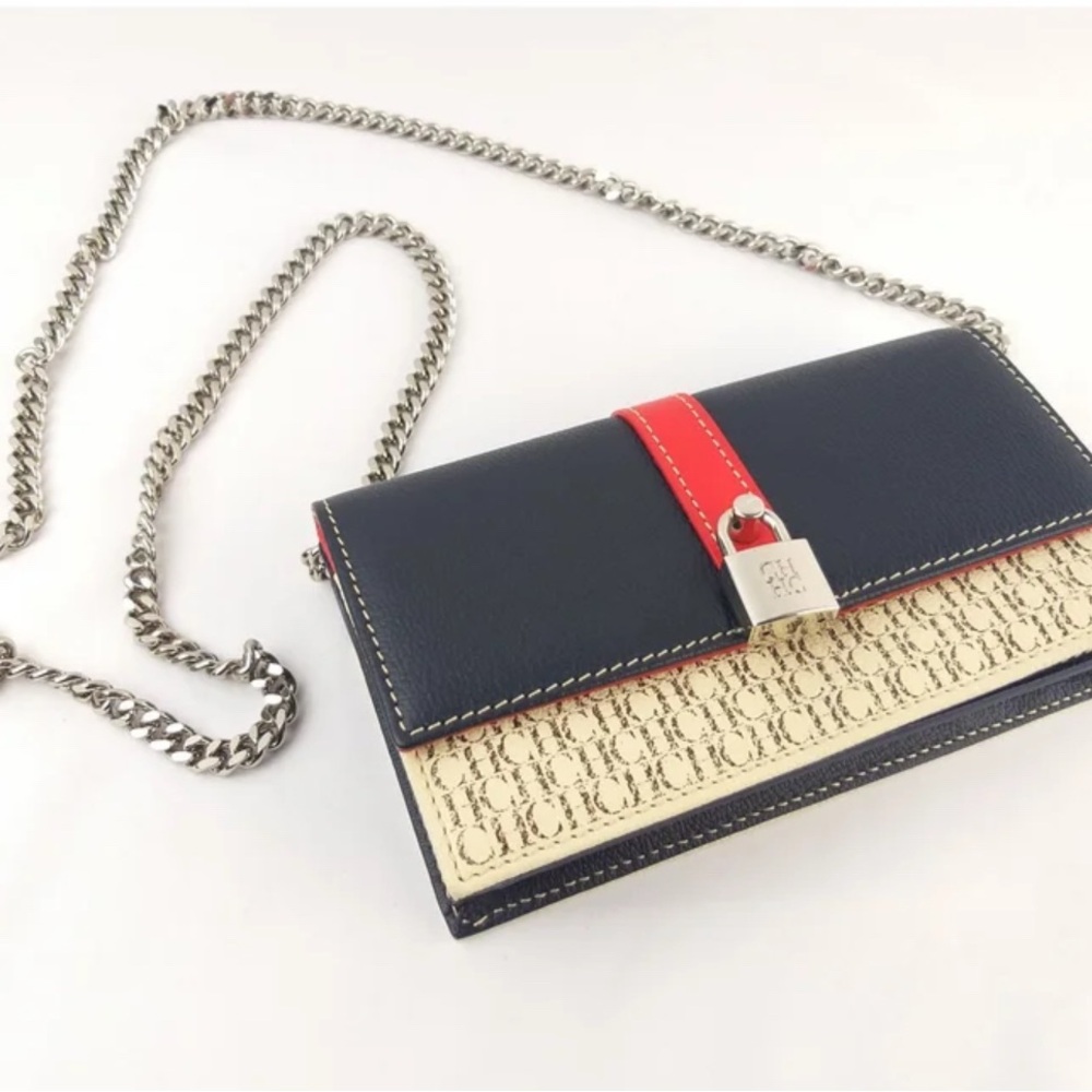 Carolina Herrera Blue  and Red mini Crossbody Bag